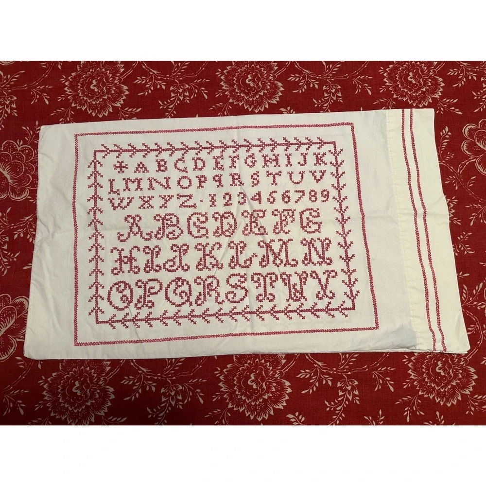 Vintage Ralph Lauren Sampler Standard Pillowcases 100% Cotton‎ Set of 2 USA RARE